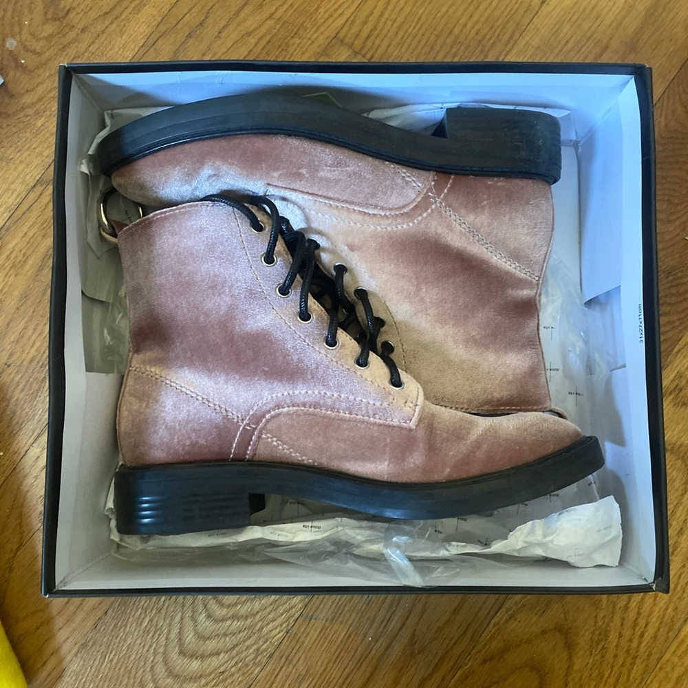 *SOLD* Dolce Vita Lace-up Pink Velvet Combat Boots